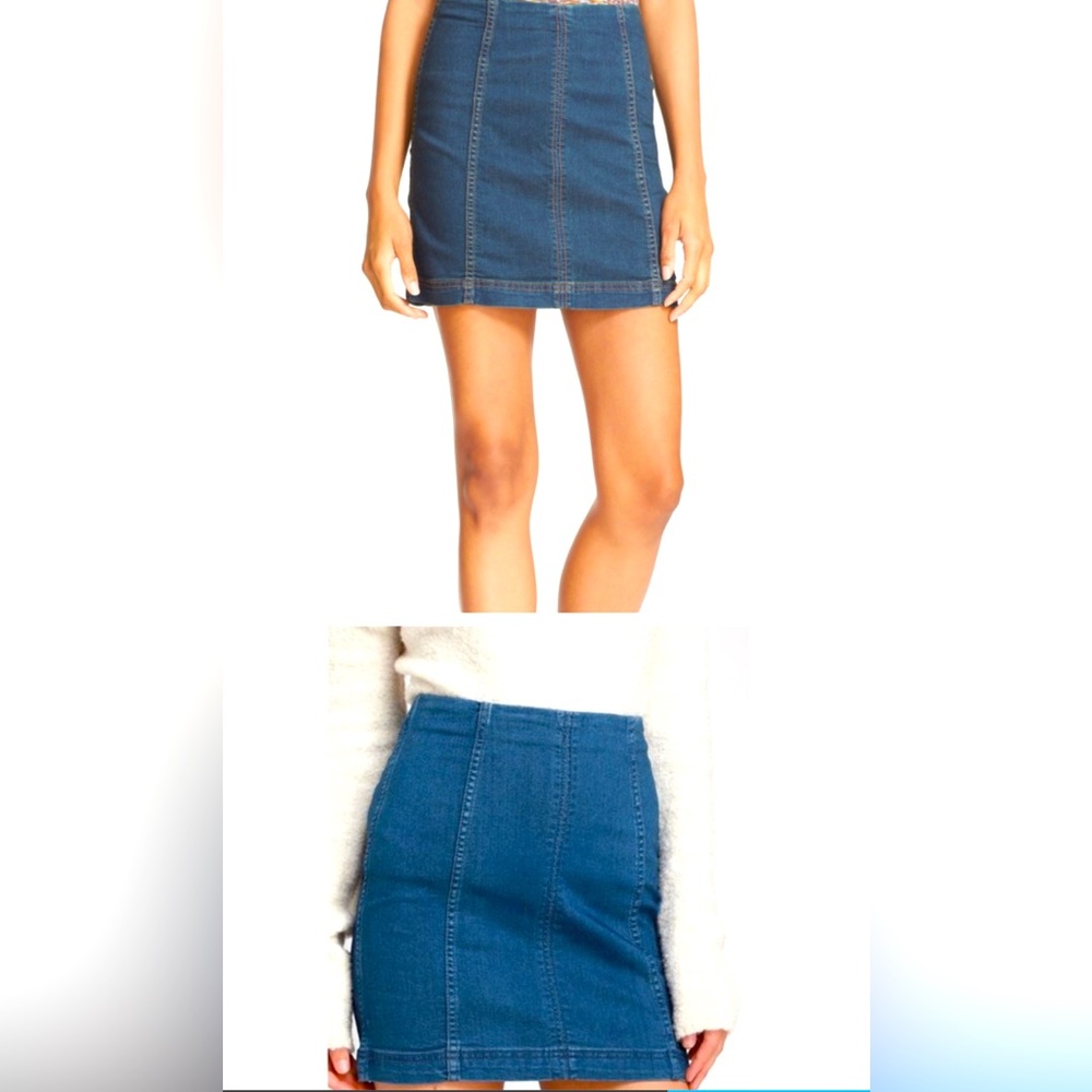 Free People Jean Skirt & Bodysuit Bundle💙